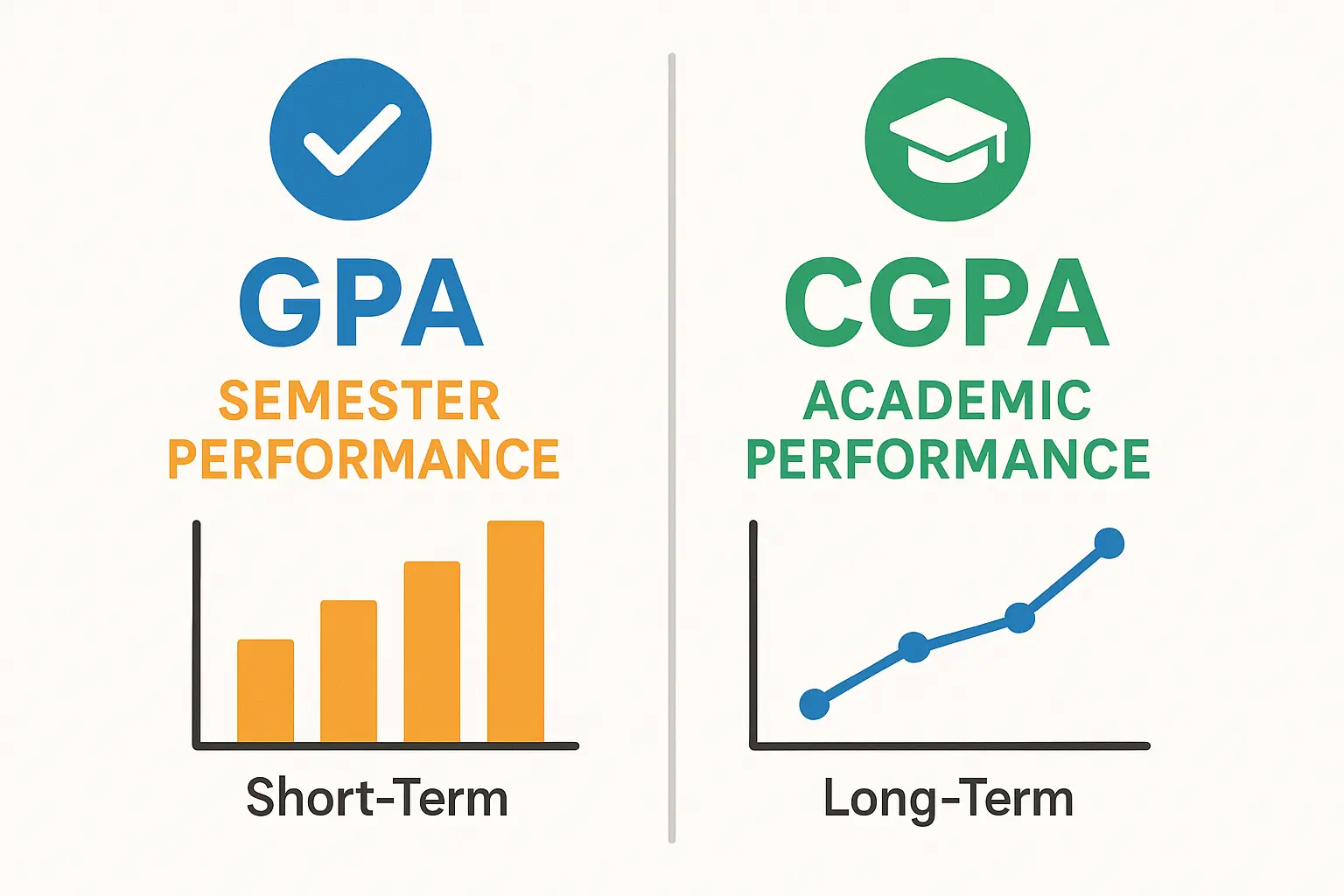 Detailed comparison of GPA vs CGPA with calculation examples